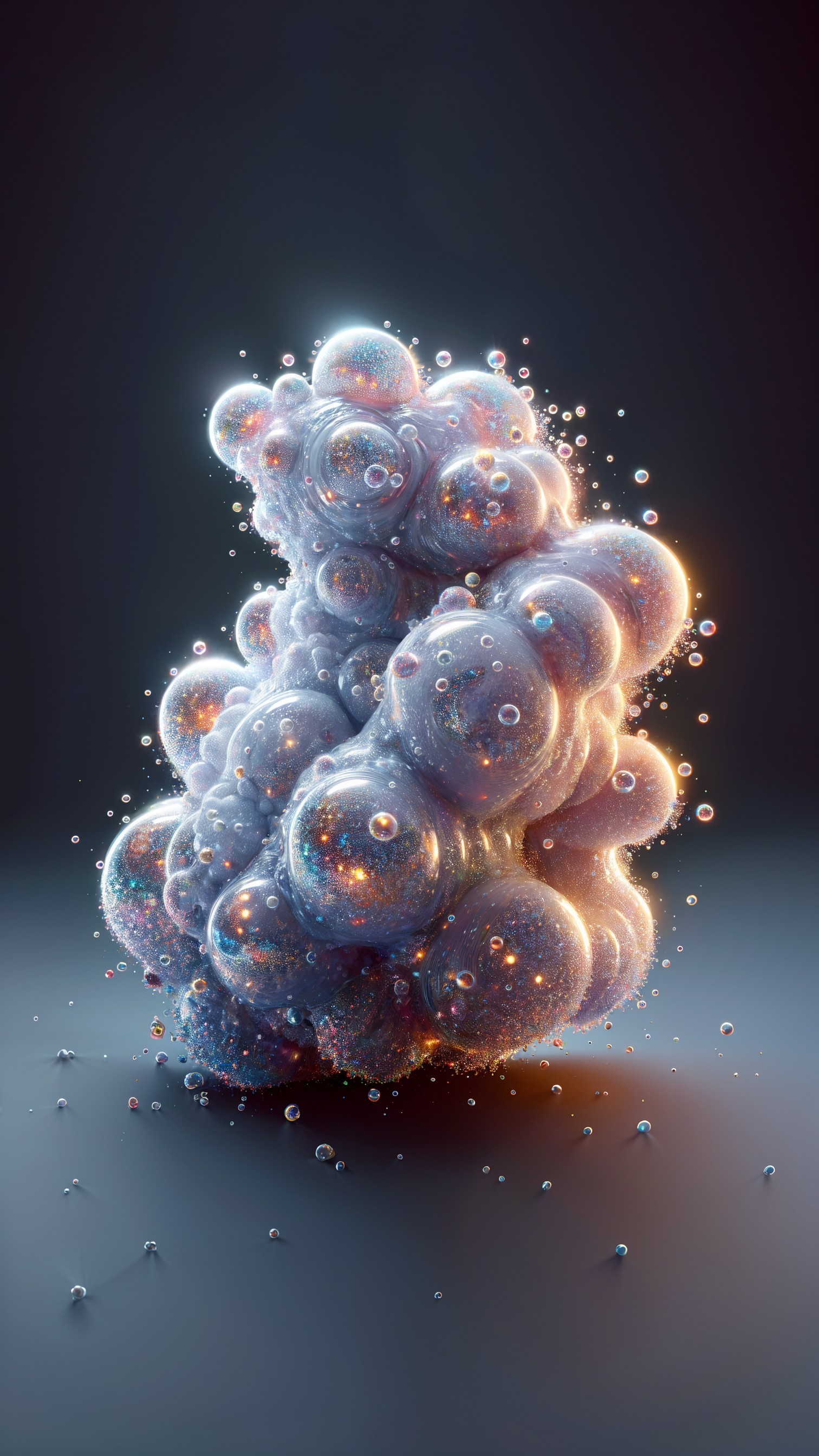 Abstract Cluster of Translucent Bubbles with Glow