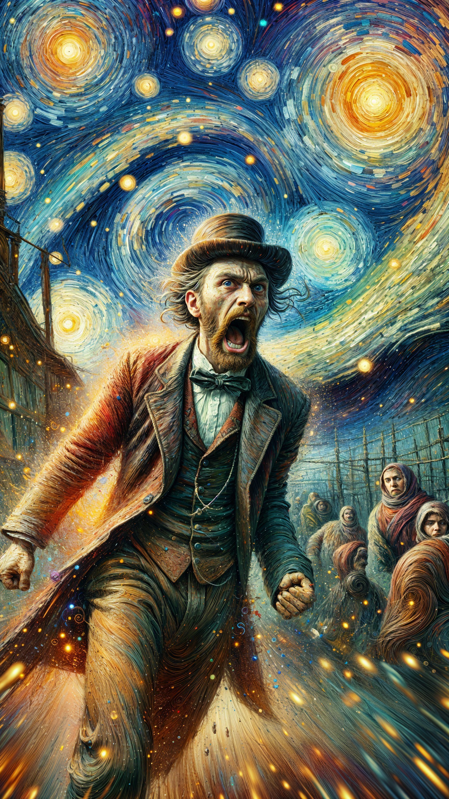 Dramatic Scene of a Man in Period Clothing Yelling