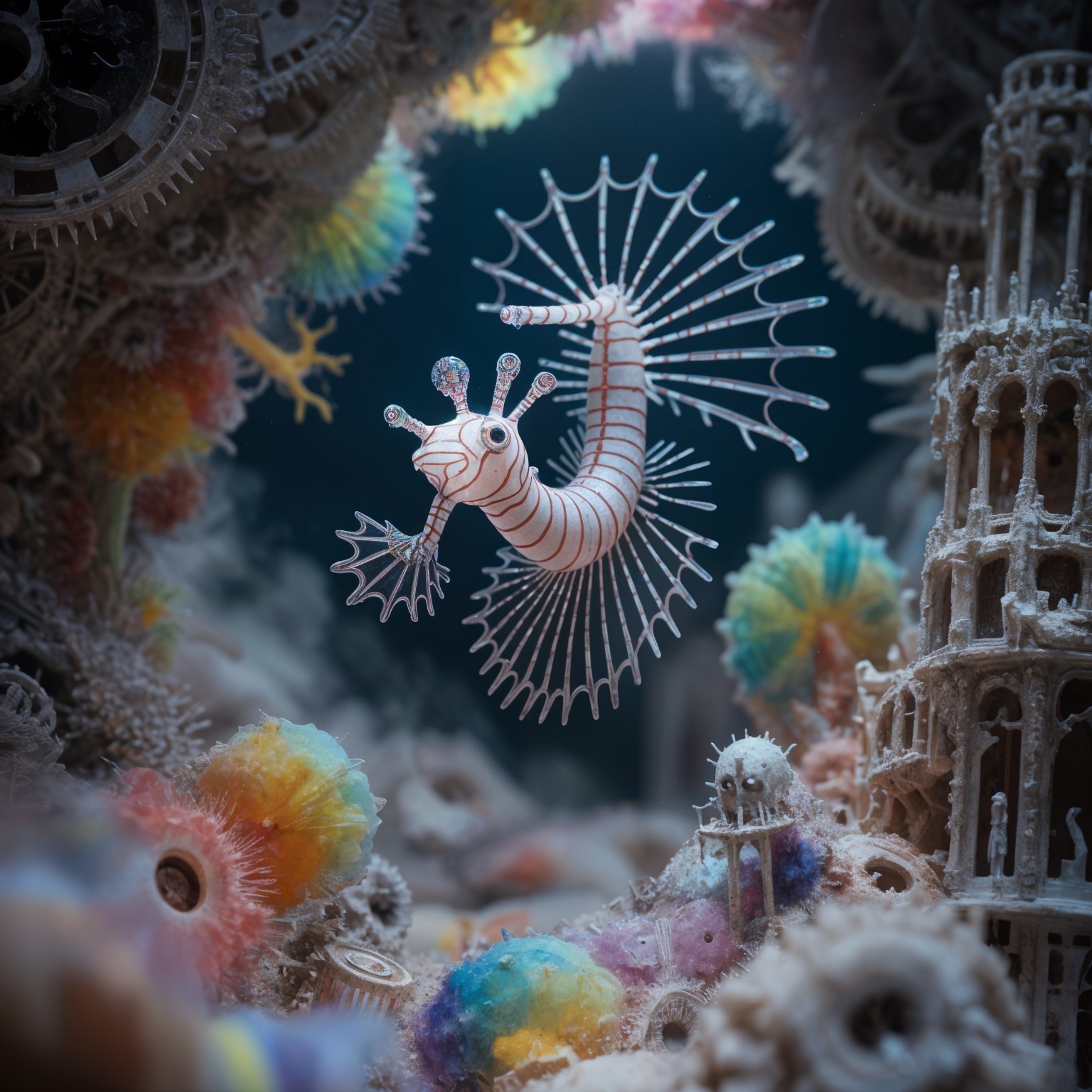 Whimsical Underwater Scene with Unique Sea Creature