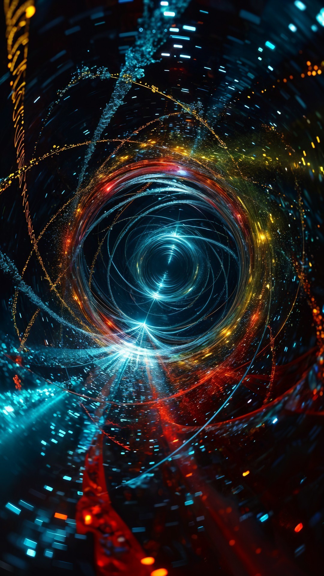 Vibrant Spiral of Colors and Light Trails