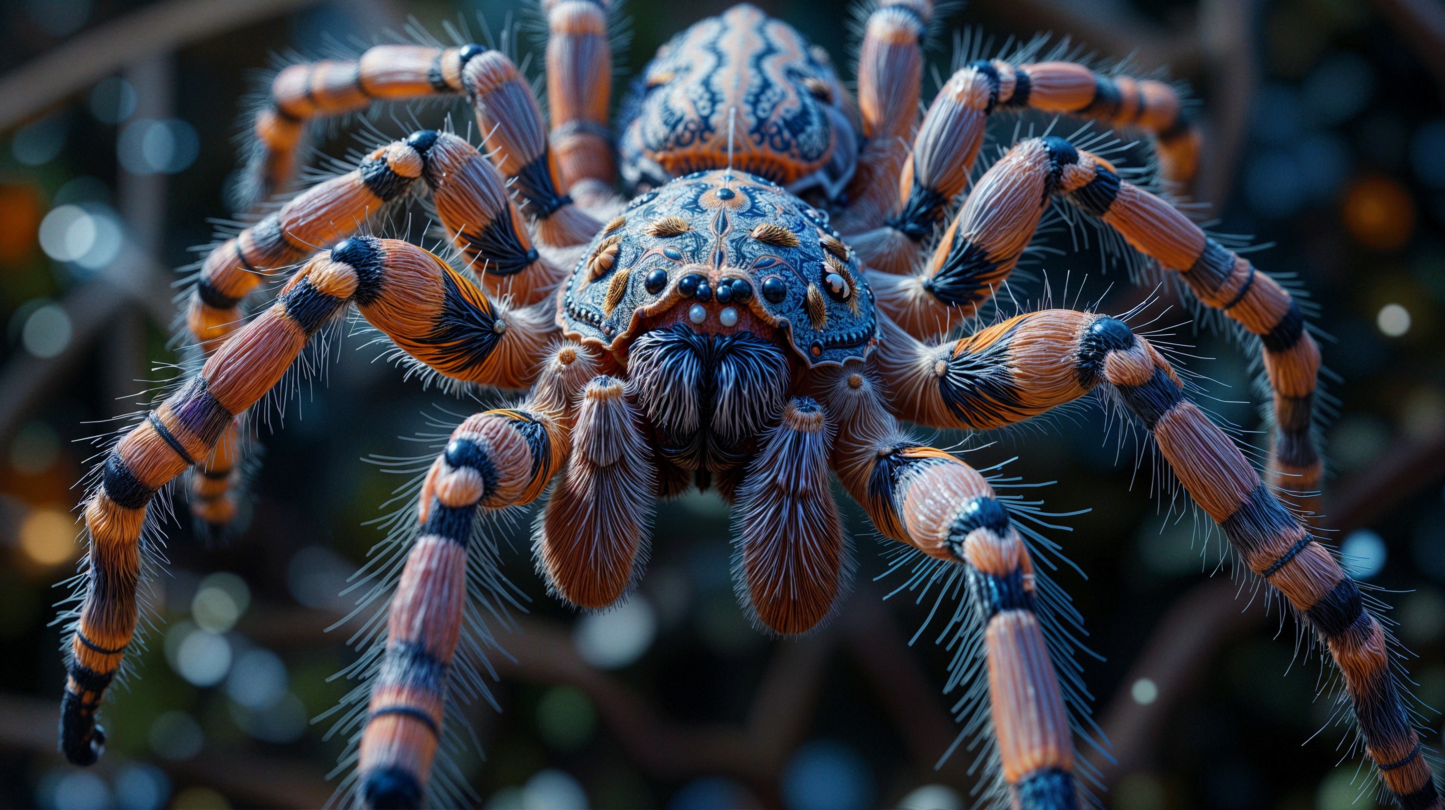 Close-Up of a Vibrant Spider with Intricate Patterns
