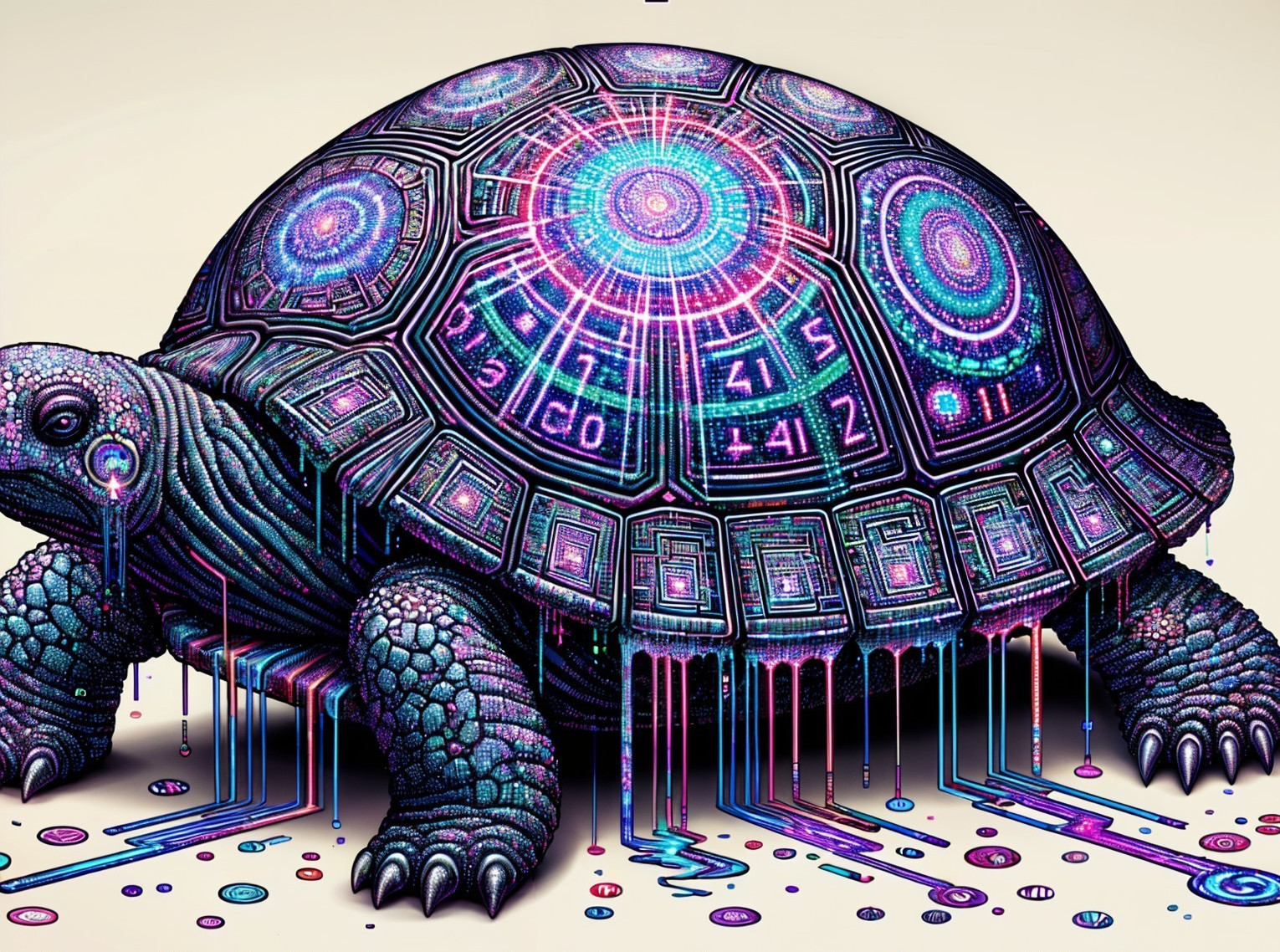 Futuristic Turtle with Holographic Shell Design