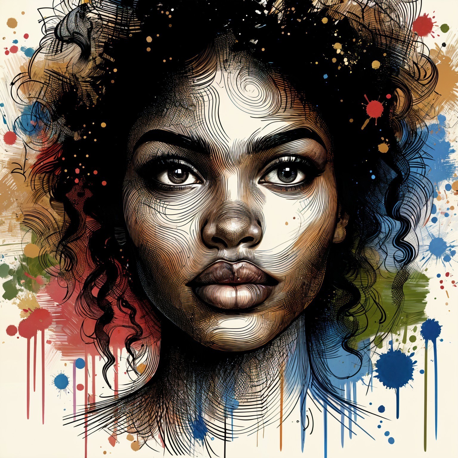 Portrait of a Young Woman with Colorful Background