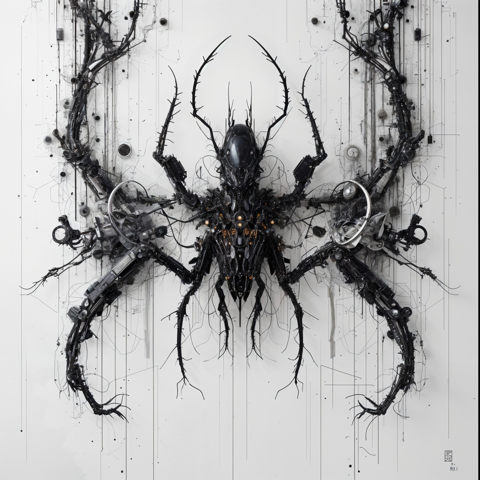 Intricate Mechanical and Organic Spider Design