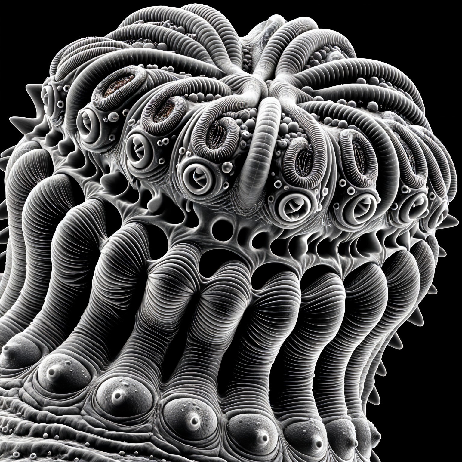 Detailed Magnified View of Complex Biological Structure