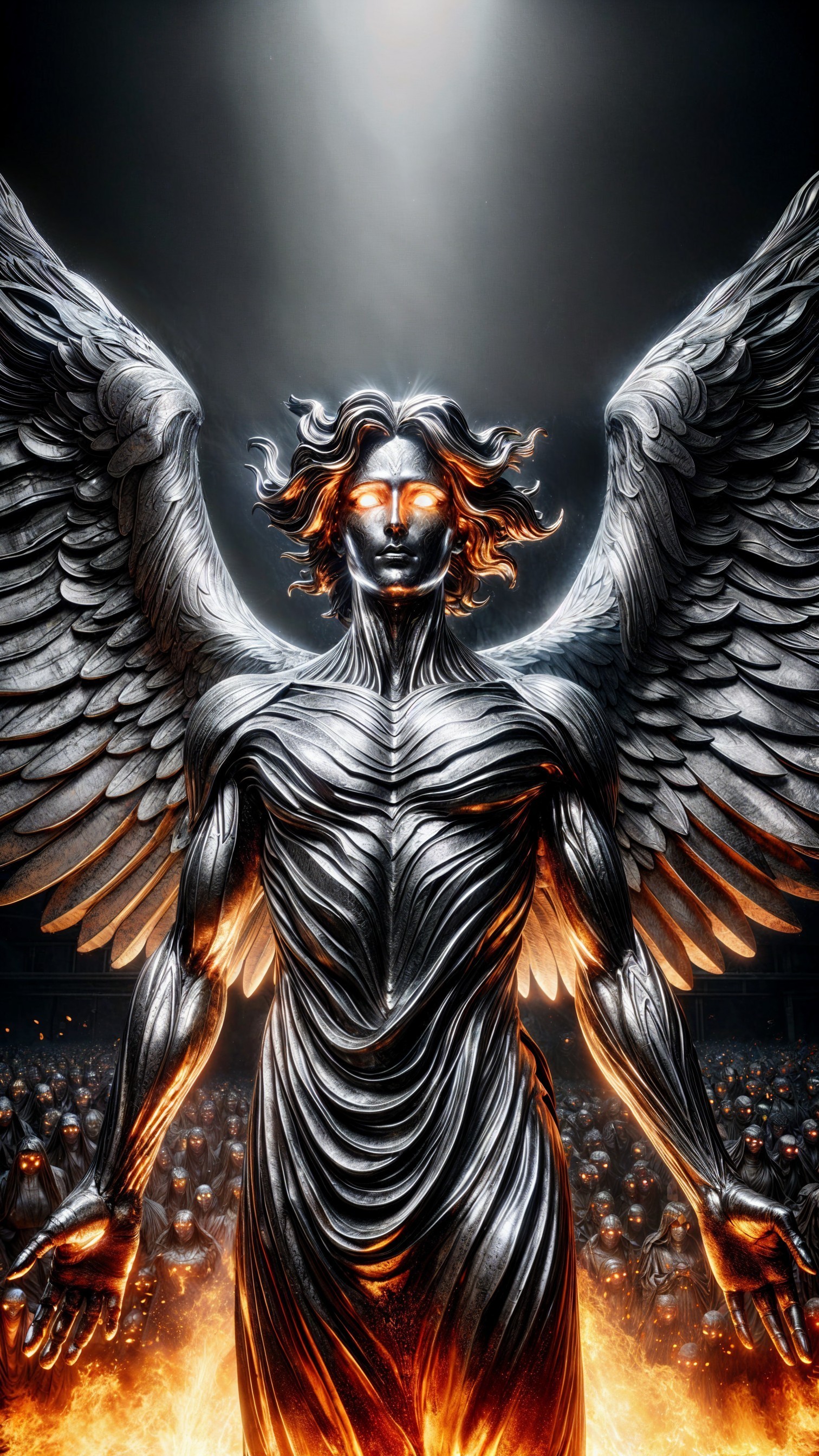 Majestic Angel Figure with Intricate Wings and Glow