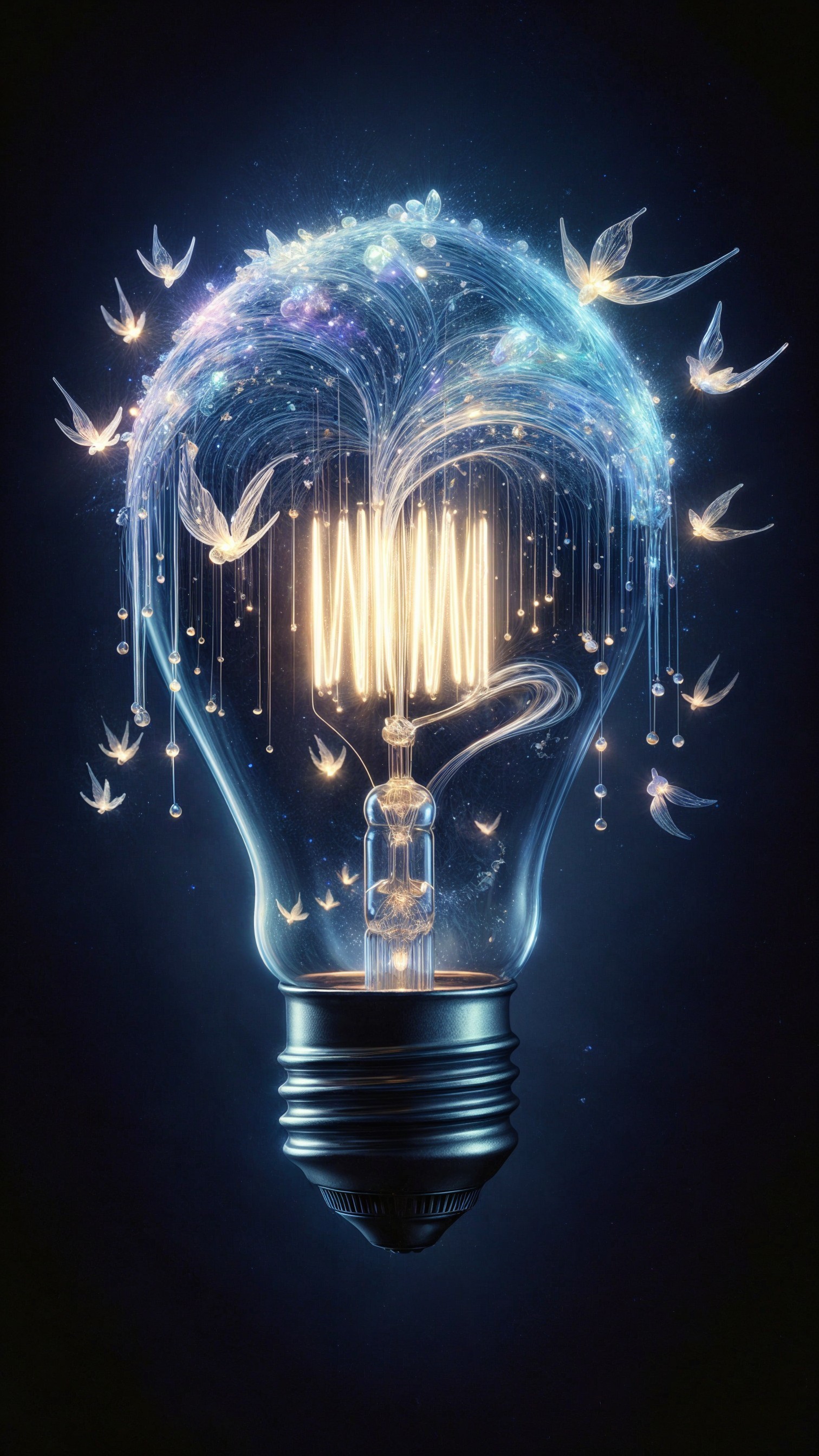 Glowing Light Bulb with Ethereal Floral Designs
