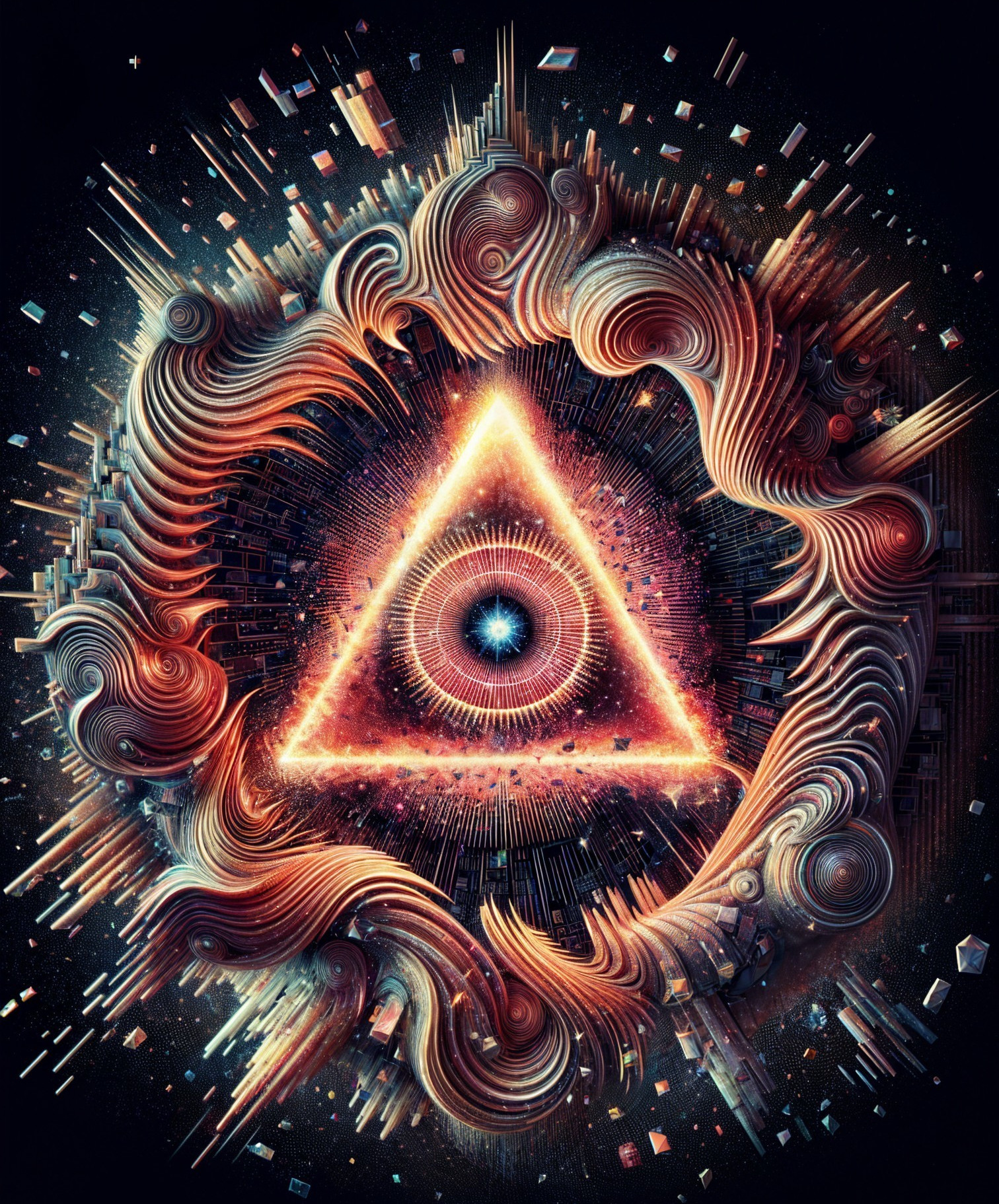 Cosmic Design with Luminous Triangle and Patterns