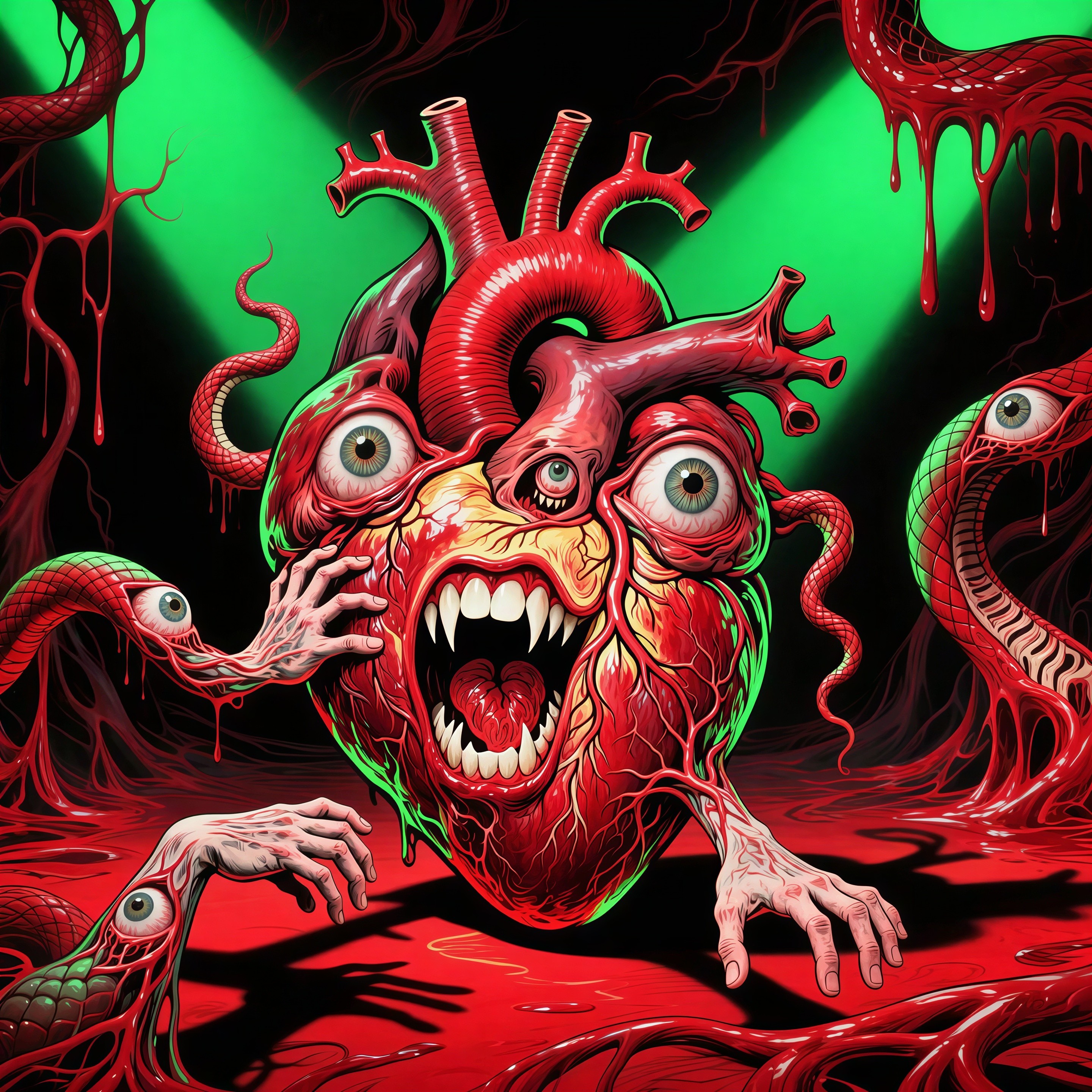 Surreal Horror Digital Artwork of a Distorted Heart