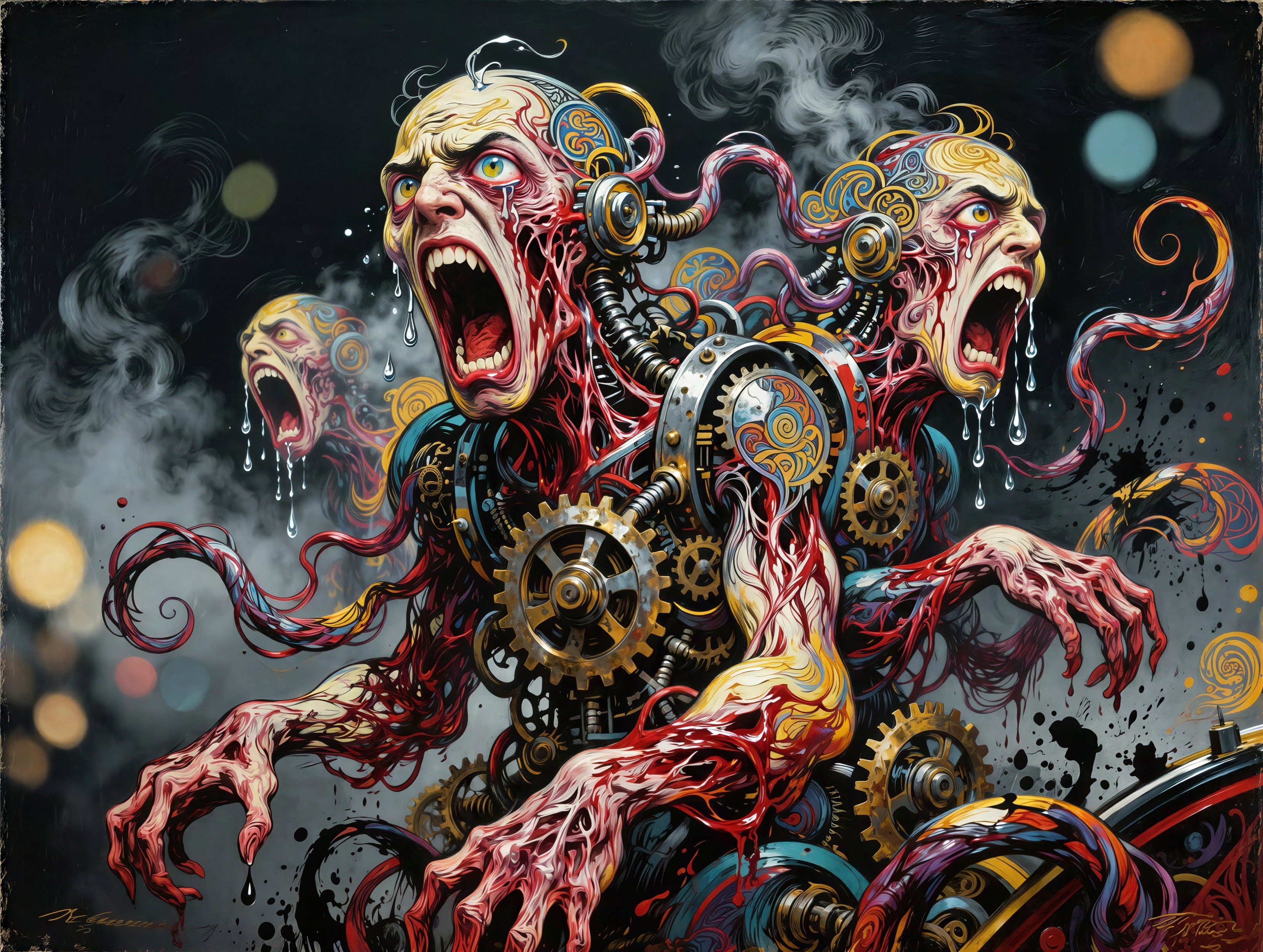 Steampunk Cyborg Digital Painting with Disturbing Elements