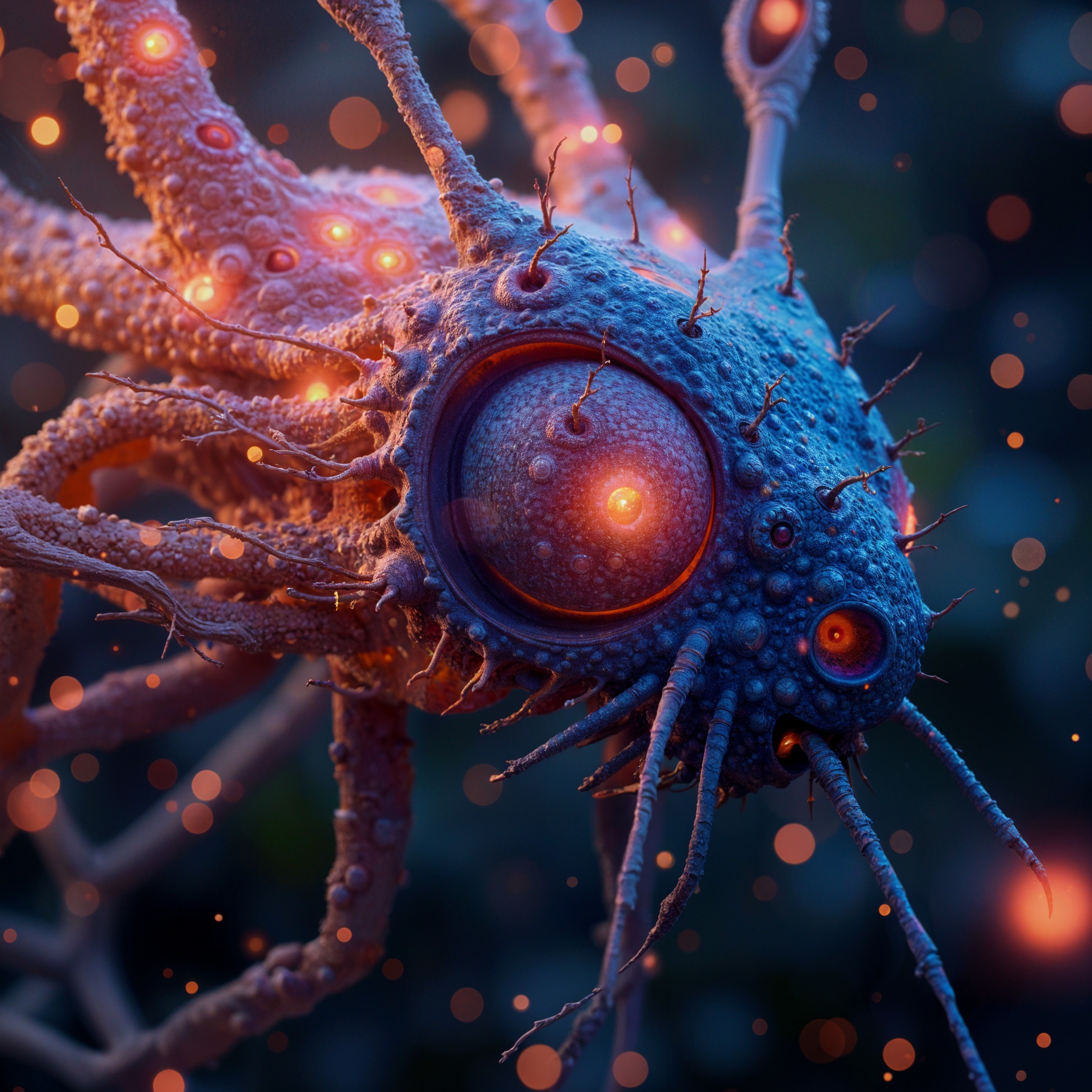 Surreal Bioluminescent Creature in Shimmering Background