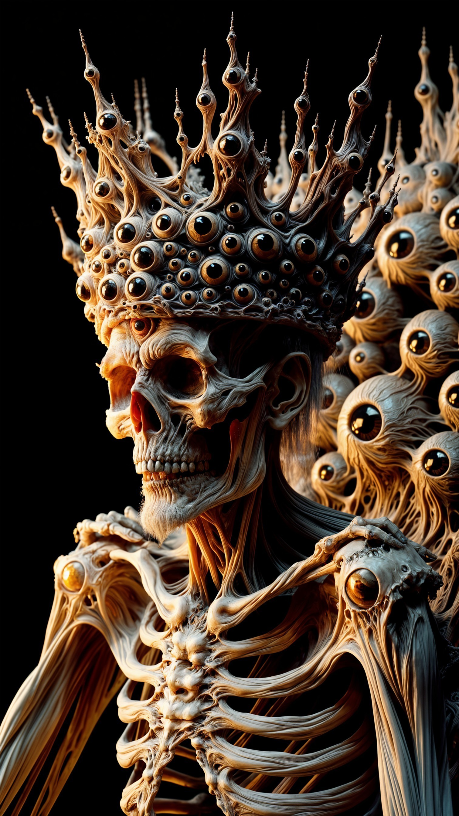 Detailed Skeletal Figure with Elaborate Crown Design