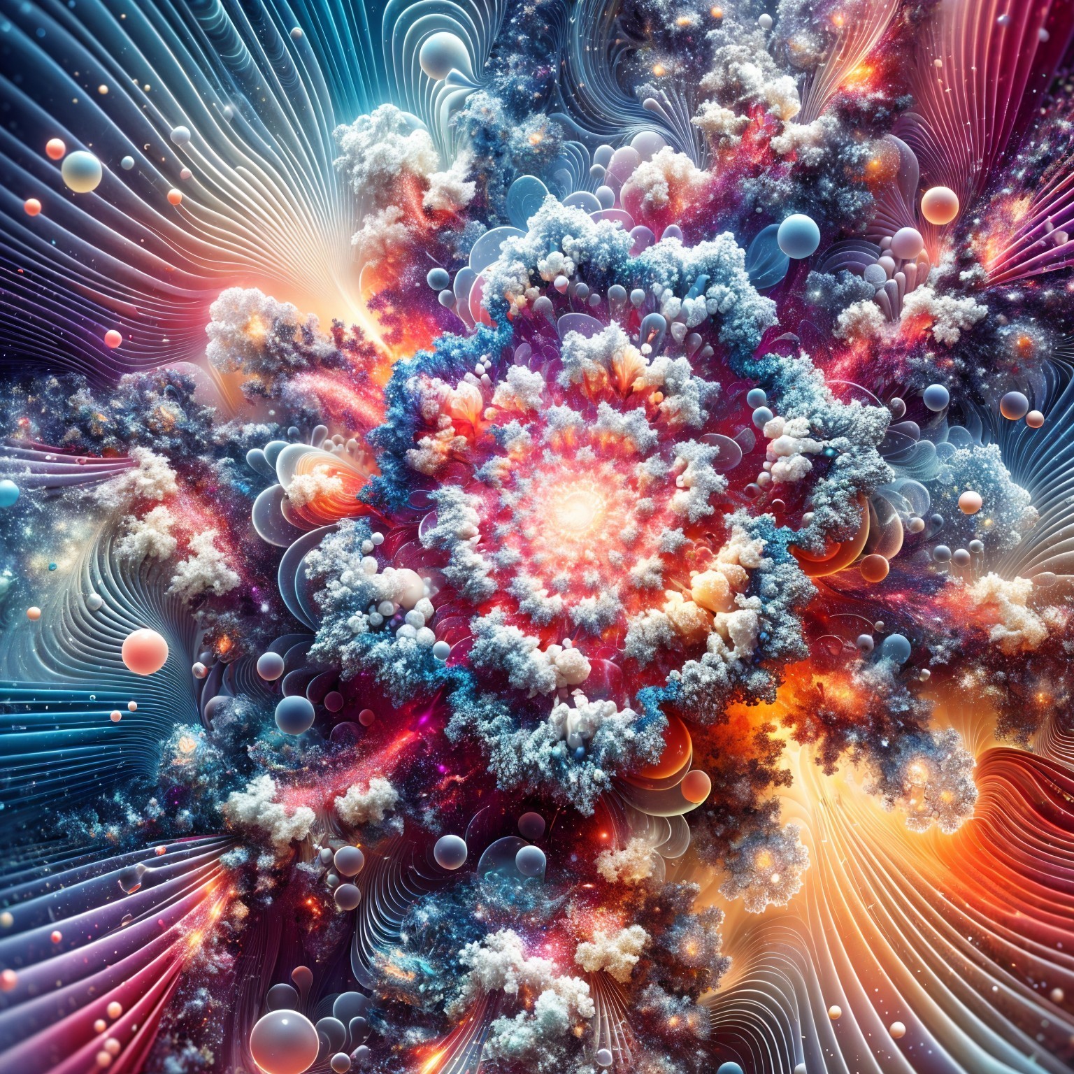 Vibrant Cosmic Scene with Colorful Swirling Patterns