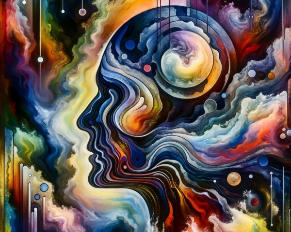 Abstract Human Profile Merging with Cosmic Elements