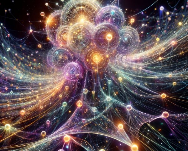 Vibrant Abstract Cosmic Orbs and Swirling Lines