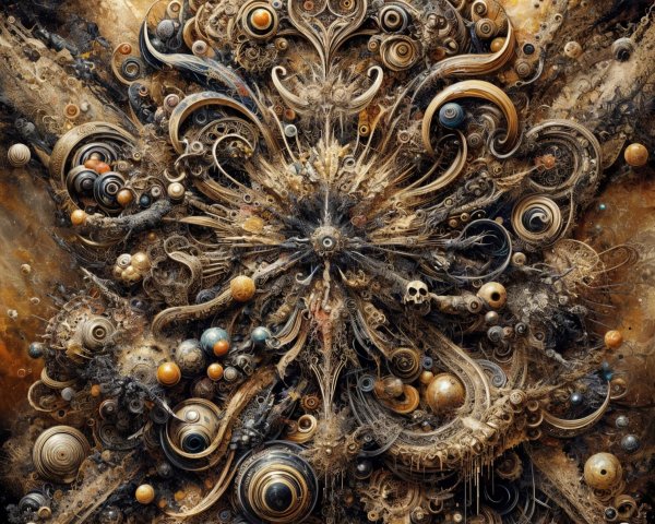 Abstract Design with Swirling Patterns and Cosmic Colors