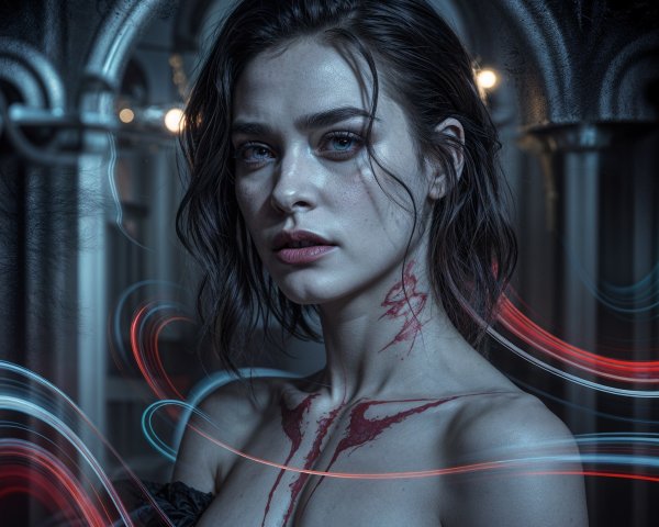 Portrait of a Young Woman in Gothic Setting