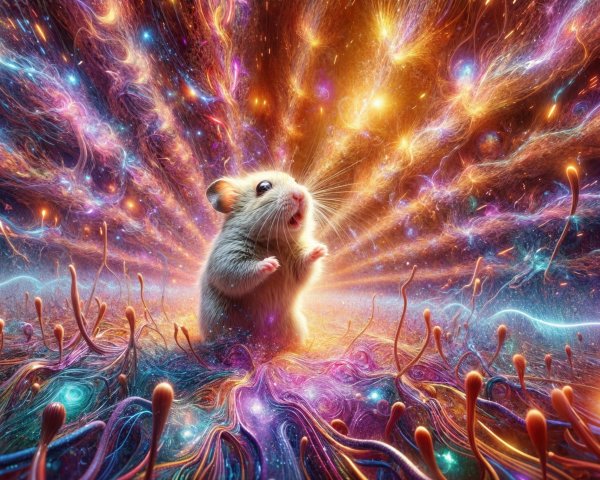 Whimsical Hamster in Vibrant Cosmic Explosion