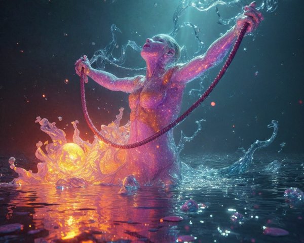 Luminous Figure in a Water-Like Ethereal Environment