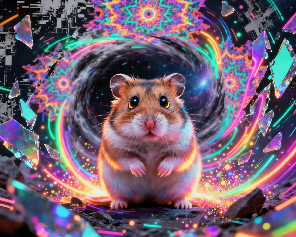 Realistic Digital Painting of a Colorful Hamster Scene