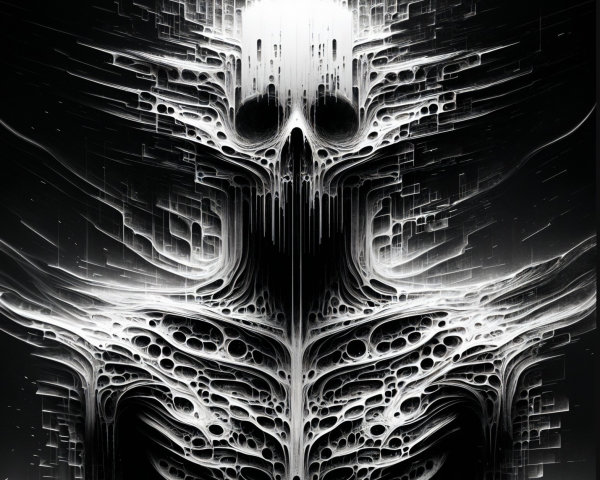 Skeletal Figure with Ethereal Tendrils and Glow