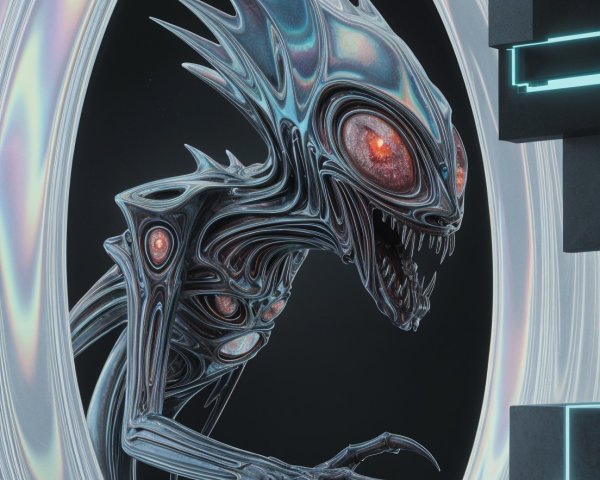 Menacing Creature in a Futuristic Neon Setting