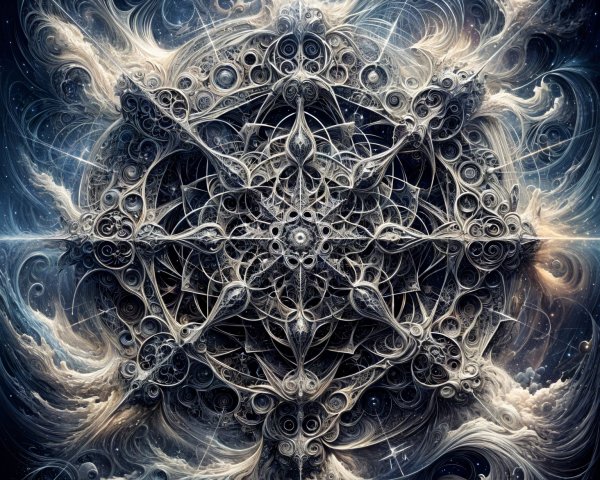Intricate Fractal Design Against Cosmic Background