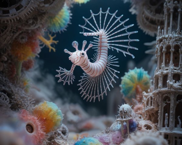 Whimsical Underwater Scene with Unique Sea Creature