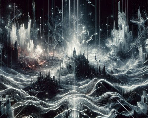 Futuristic Landscape with Ethereal Light and Structures
