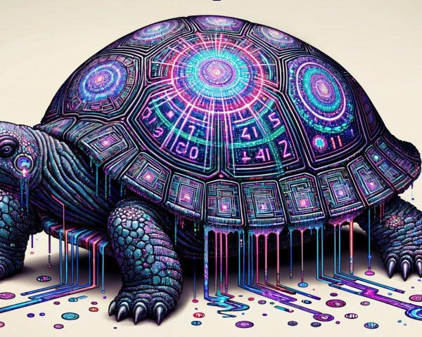 Futuristic Turtle with Holographic Shell Design