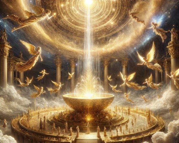 Celestial Scene with Golden Light and Angels