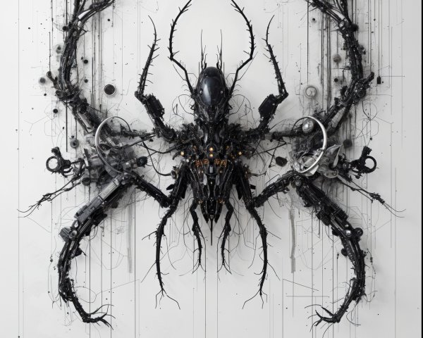 Intricate Mechanical and Organic Spider Design