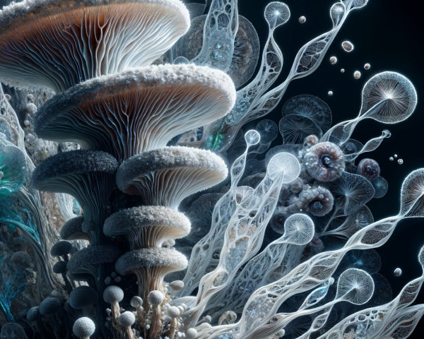 Surreal Underwater Scene with Ethereal Structures