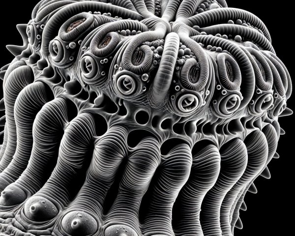 Detailed Magnified View of Complex Biological Structure