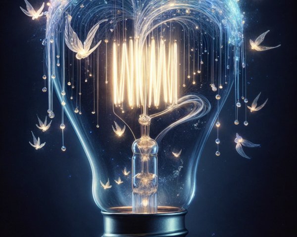 Glowing Light Bulb with Ethereal Floral Designs