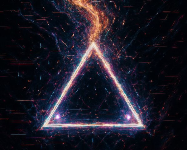 Glowing Triangle with Smoke on Dark Background