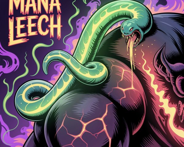 Vibrant Illustration of a Serpent Creature with Flames