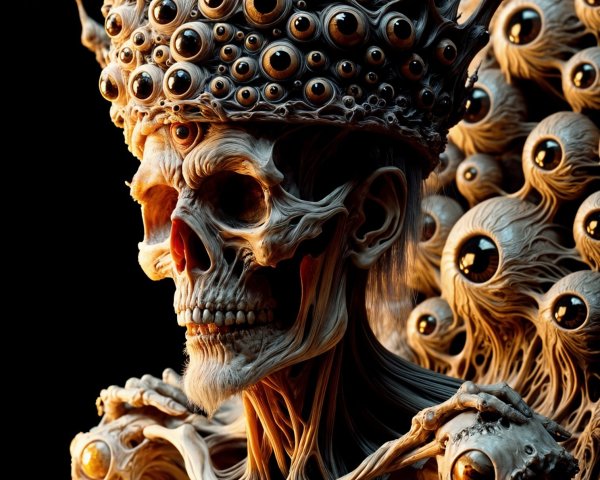 Detailed Skeletal Figure with Elaborate Crown Design