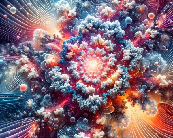 Vibrant Cosmic Scene with Colorful Swirling Patterns
