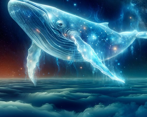 Majestic Whale Swimming in a Vibrant Cosmos