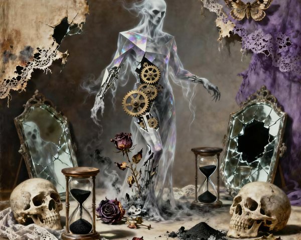 Dark Fantasy Realism Art Featuring Ghostly Figure