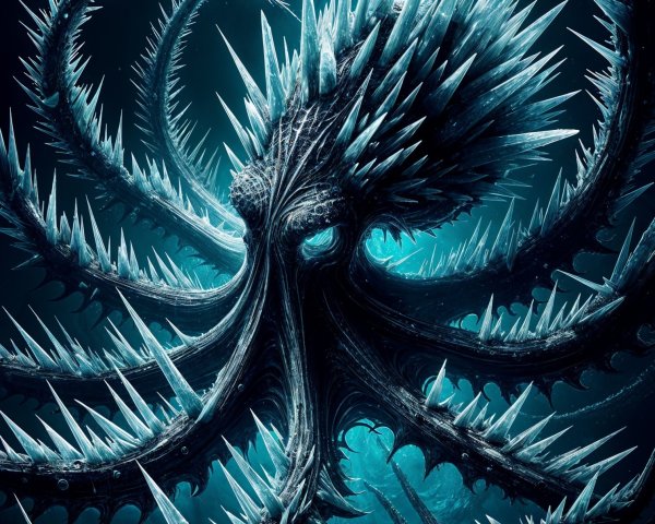Otherworldly creature in abyssal blue expanse