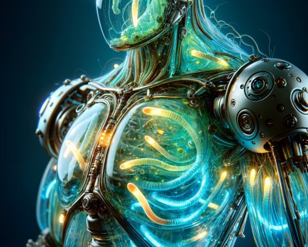 Futuristic Robot with Translucent Body and Lights