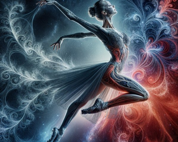 Ballerina Leaping in Cosmic Background with Patterns