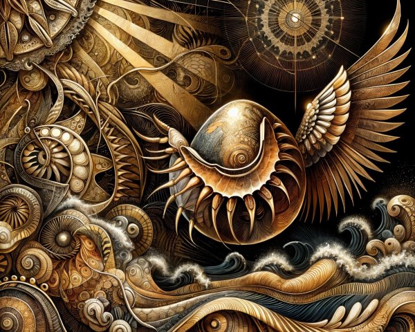 Intricate Patterns and Textures with Mythical Elements