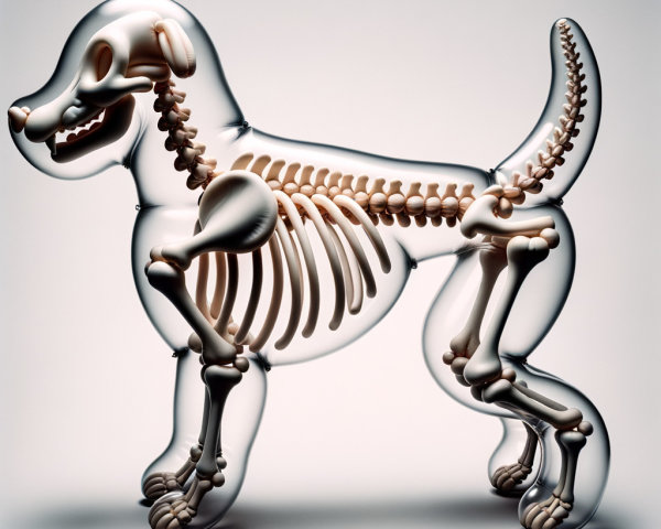 Translucent 3D Dog Sculpture Highlighting Anatomy