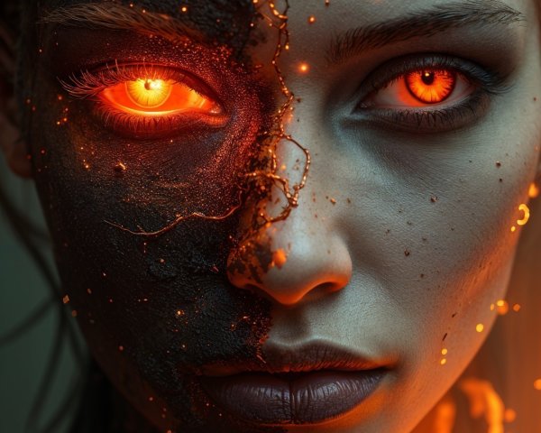 Portrait of a Woman with Fire and Earth Elements