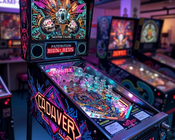 Vibrant Pinball Machine with Colorful Design and Lights