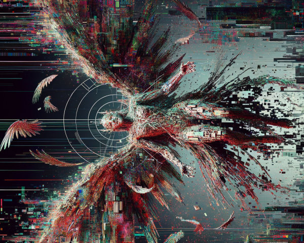 Abstract Phoenix Representation with Digital Aesthetics