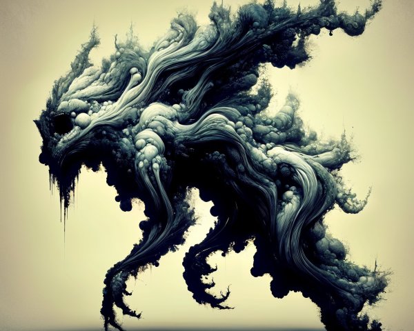 Abstract Creature with Smoky Tendrils and Flowing Shapes